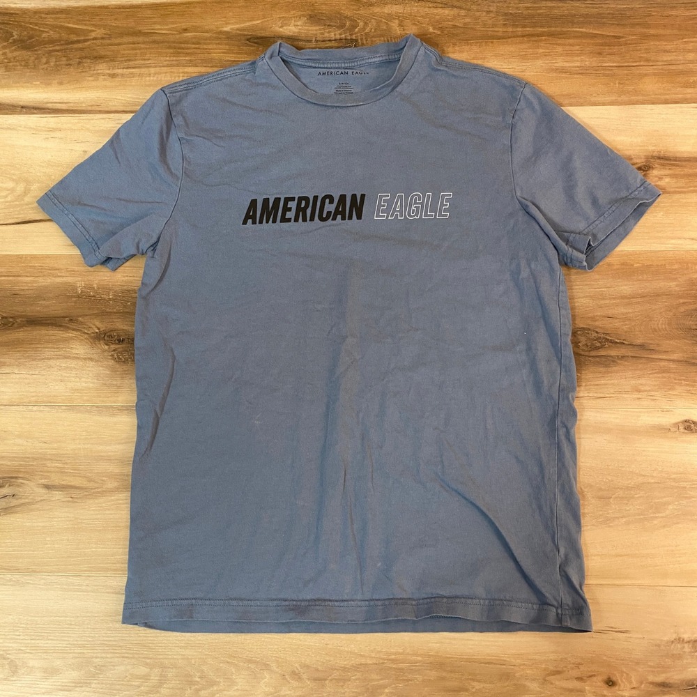American Eagle Mens Blue Short Sleeve Graphic T Shirt Small Standard Fit Size S